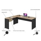 Mesa De Escritório Em L 180x160 Carvalho E Preto Ônix