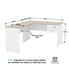 Mesa De Escritório Em L 1.20x1.50 Com Gaveteiro Tampo 30mm Ne