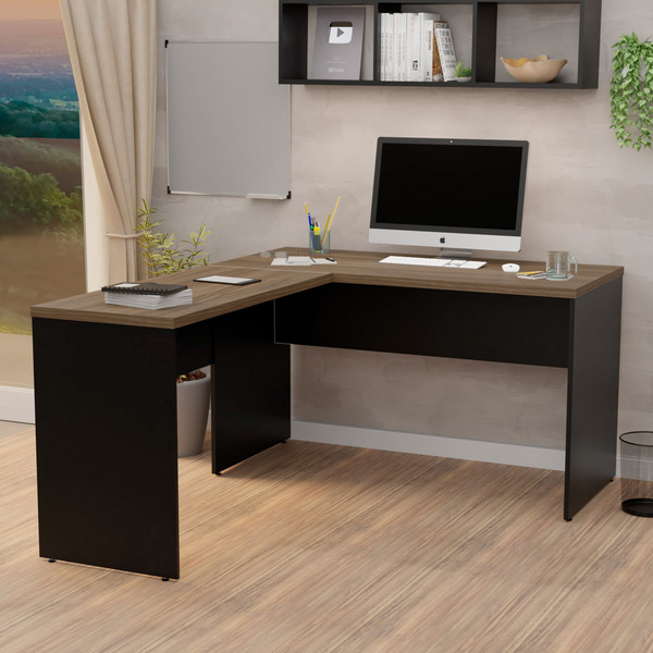 Mesa De Escritório Em L 1.20x1.50 Netmobil Tampo 30mm - Nogal