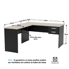 Mesa De Escritório Em L 1.60x1.50 Com Gaveteiro Tampo 30mm Ne