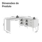 Mesa De Escritório Em L 3 Gavetas Branco Lisboa Madesa