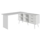 Mesa De Escritório Em L 3 Gavetas Branco Lisboa Madesa