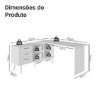 Mesa De Escritório Em L 3 Gavetas Branco Lisboa Madesa Xa
