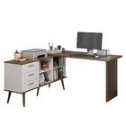 Mesa De Escritório Em L 3 Gavetas Branco/rustic Lisboa Madesa