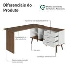 Mesa De Escritório Em L 3 Gavetas Branco/rustic Lisboa Madesa