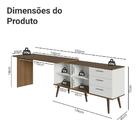 Mesa De Escritório Em L 3 Gavetas Branco/rustic Lisboa Madesa