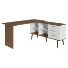 Mesa De Escritório Em L 3 Gavetas Branco/rustic Lisboa Madesa