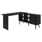 Mesa De Escritório Em L 3 Gavetas Preto Lisboa Madesa