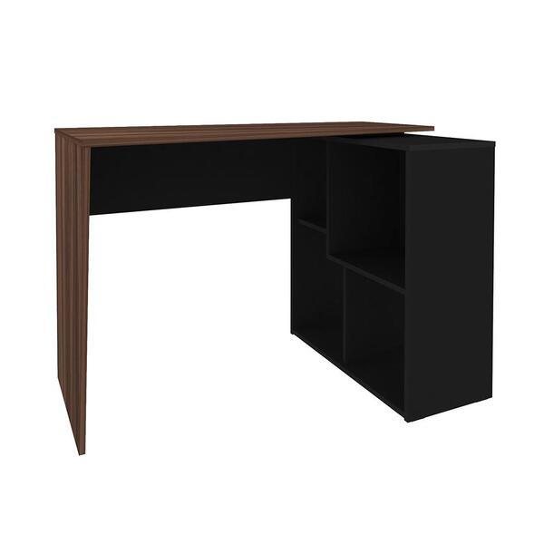 Mesa De Escritório Em L 4 Nichos Illinois Ipê Preto