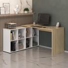 Mesa De Escritório Em L 8 Nichos Dakota Carvalho Branco