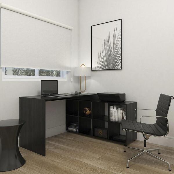 Mesa De Escritório Em L  Escrivaninha Diretor 8 Nichos Preto