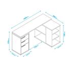 Mesa De Escritório Em L Com 2 Gavetas E 5 Nichos - Preto