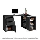 Mesa De Escritório Em L Com 2 Gavetas E 5 Nichos - Preto