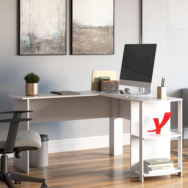 Mesa De Escritório Em L Connecticut Branco
