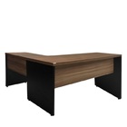 Mesa De Escritório Em L Cor Nature/preto (mesa Reta 1,50 + Me