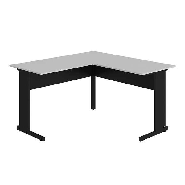 Mesa De Escritório Em L New City Preto Com Cinza 160 Cm