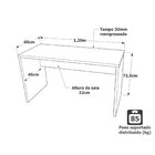 Mesa De Escritório Escrivaninha 120x60cm Tampo 30mm Carvalho