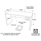 Mesa De Escritório Escrivaninha Com Gaveteiro 1.60x60 Tampo 3