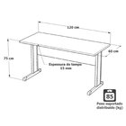 Mesa De Escritório Escrivaninha Com Pé Metal 120cm Preto Preto