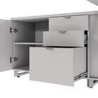 Mesa De Escritório Executiva Com Armário Lateral E Caixa De T