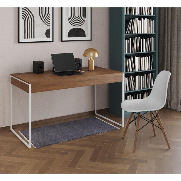 Mesa De Escritório Industrial Malta Amêndoa 137x53cm Base Fer