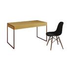 Mesa De Escritório Industrial Malta Canela 137x53cm Base Cobr