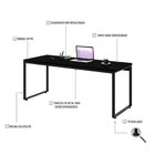Mesa De Escritório Kuadra 180cm Industrial Preto E Ônix Preto