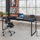 Mesa De Escritório Kuadra 180cm Industrial Preto E Ônix Preto
