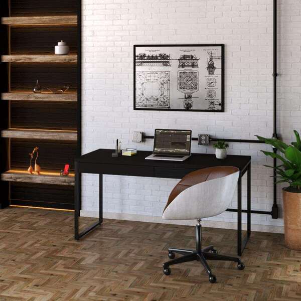 Mesa De Escritório Kuadra 2 Gv Preta 150 Cm