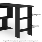 Mesa De Escritório Moderna Com 5 Prateleiras - Preto