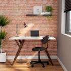 Mesa De Escritório Mooca Off White E Amêndoa