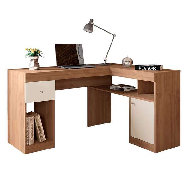 Mesa De Escritório Nilo 1 Pt 1 Gv Buriti E Off White