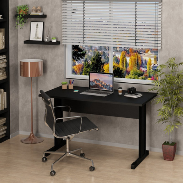 Mesa De Escritório Pé Metálico 1.20x60 Netmobil - Preto