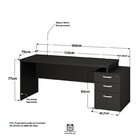Mesa De Escritório Pedestal 3 Gavetas 190cm Preto Preto
