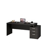 Mesa De Escritório Pedestal 3 Gavetas 190cm Preto Preto