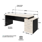Mesa De Escritório Pedestal 3 Gavetas 1.90x70 Tpo 30mm Netmob