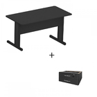 Mesa De Escritório Uno Reta 120 X 60 Preta Com Gavetas