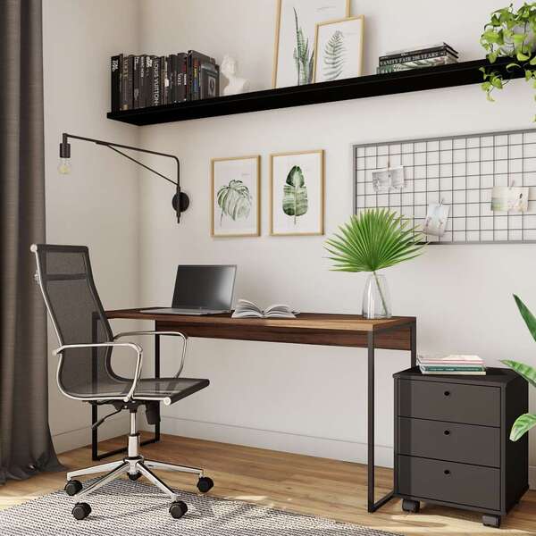 Mesa De Escritório Vince Nogal 150 Cm