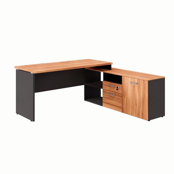 Mesa De Escritório Yaris 1 Pt 2 Gv Nogal Sevilha E Preta