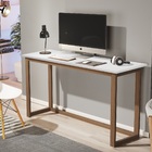 Mesa De Estudo  120cm Branca Para Quarto Pequeno Pés Madeira
