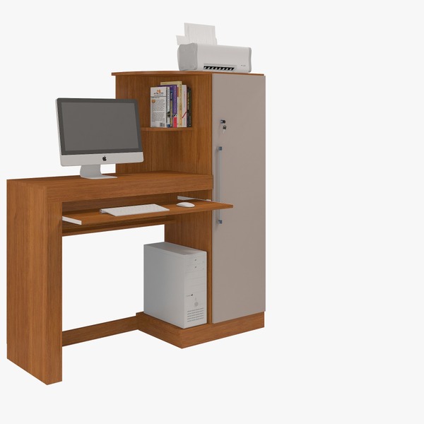 Mesa De Estudo Aroeira Com Armário E Uma Porta Com Chave Cina