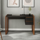 Mesa De Estudo Compacta 120 Cm Home Office Preto Castanho Mad