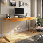 Mesa De Estudo Industrial Amplo Espaço Home Office Pé De Ferr