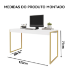 Mesa De Estudo Industrial Amplo Espaço Home Office Pé De Ferr