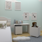 Mesa De Estudo Infantil 78x37cm Com 2 Baús  Branco