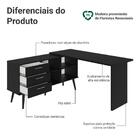 Mesa De Estudos Em L 3 Gavetas Preto Lisboa Madesa