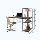 Mesa De Ferro E Madeira Home Office Mesa Polygon - Preto - 1,