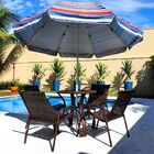 Mesa De Fibra Redonda Com Furo P/ Ombrelone Junco Jardim