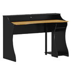 Mesa De Game Linha Madri Carvalho/preto 3 Prateleiras Madeira