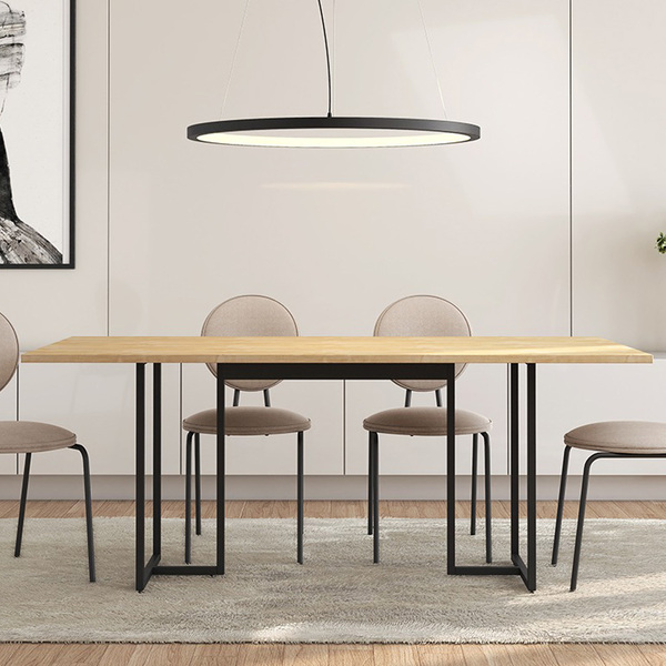 Mesa De Jantar 06 Lugares Lina 180 Cm Natural Base Metálica I